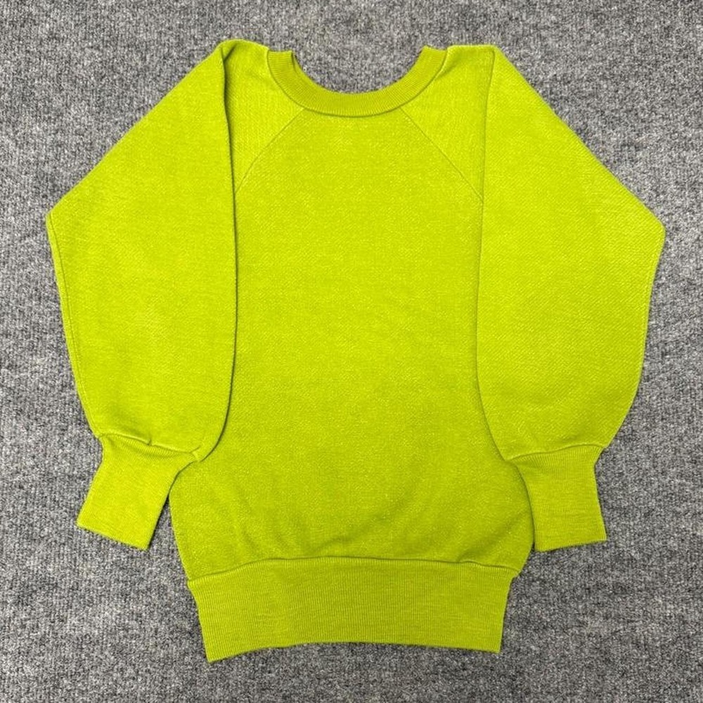 Vintage 60s Sears Lime Green Kids Sweatshirt Raglan Orlon Blend S 6-8